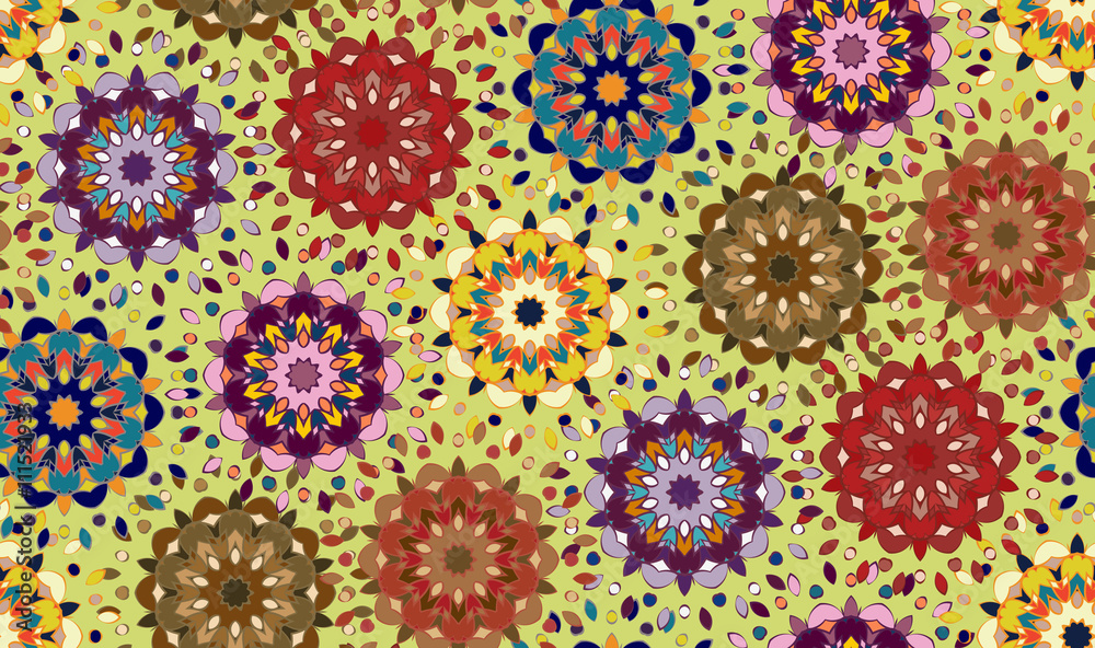 Seamless pattern with abstract mandala ornament