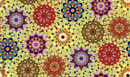 Seamless pattern with abstract mandala ornament