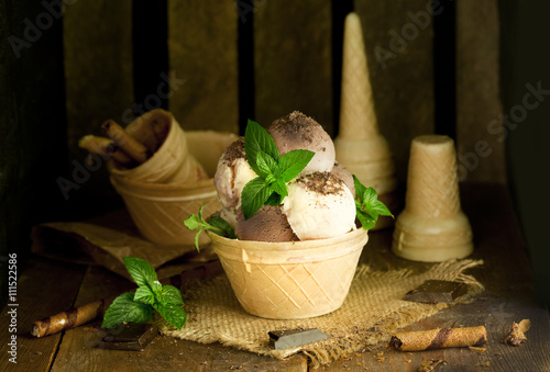 Ice Cream in waffle basket © Alina G