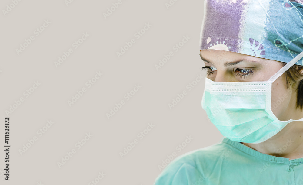 Portrait of a scrub nurse in operating room Portrait of a scrub nurse in operating room