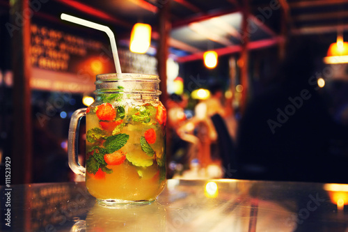 Sticker Strawberry mojito in a cafe