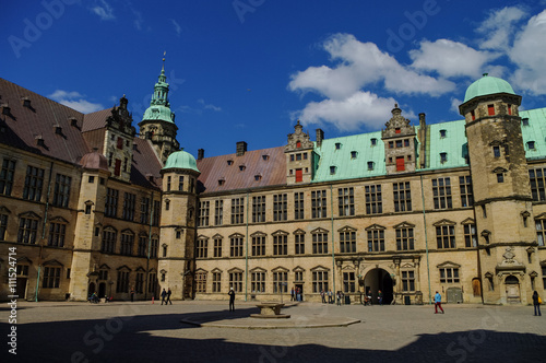 In courtyard of renaissance castle Kronborg to Helsingborg, Denmark