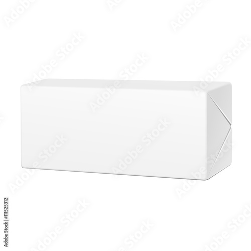 White Spread Butter Package Product Cardboard Box. Illustration Isolated On White Background. Mock Up Template Ready For Your Design. Vector EPS10