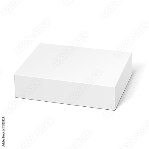 White Product Cardboard Package Box. Illustration Isolated On White Background. Mock Up Template Ready For Your Design. Vector EPS10