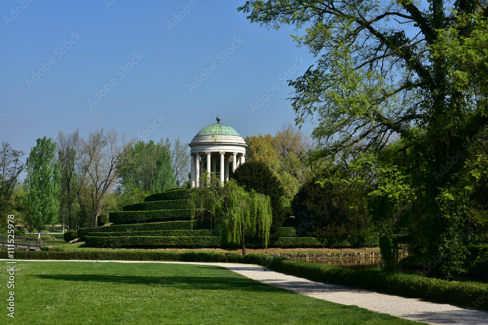 Querini public park in the center of Vicenza with neoclassical round temple, built in 1820