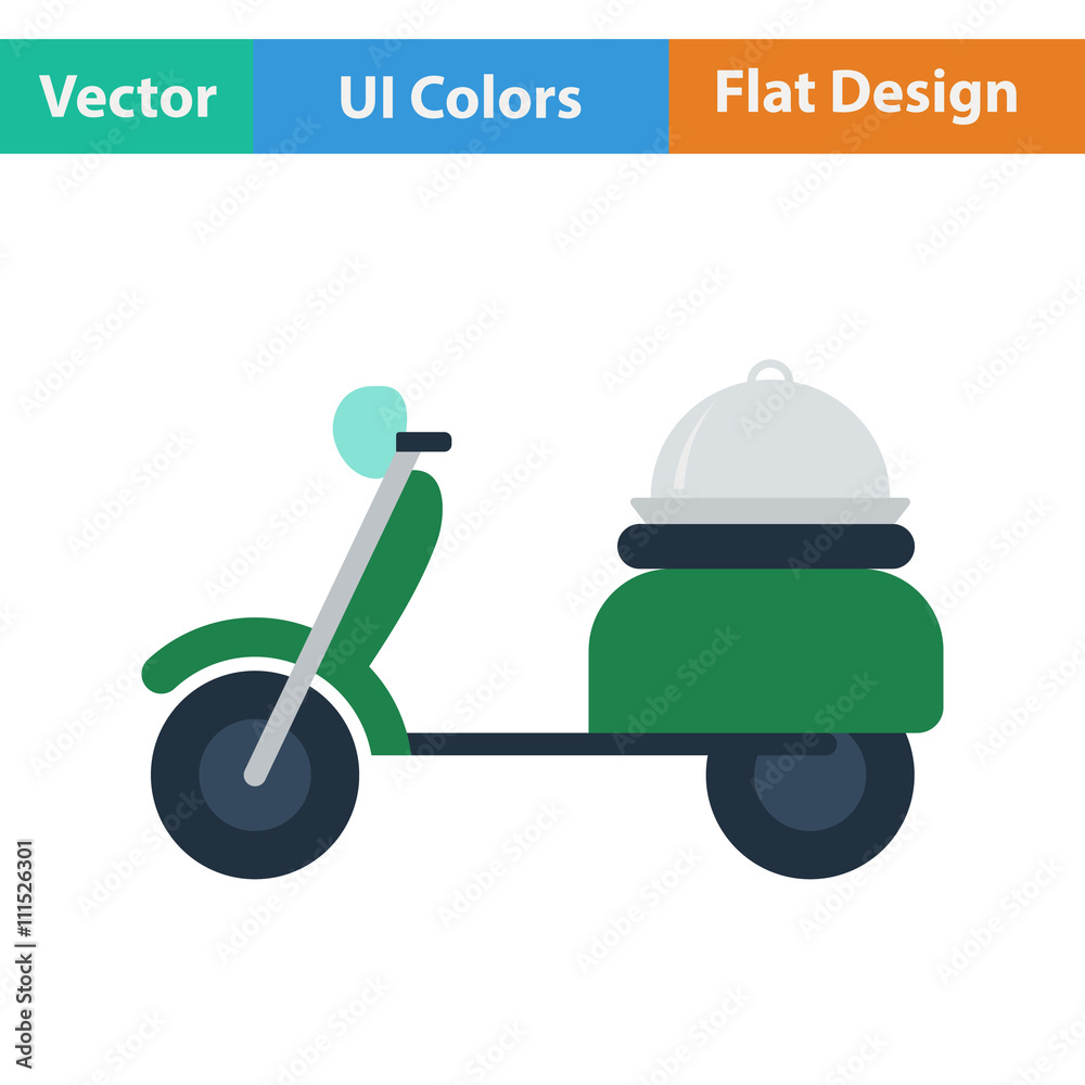 Flat design icon of Delivering motorcycle Flat design icon of Delivering motorcycle