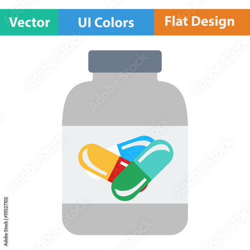 Flat design icon of Fitness pills in container