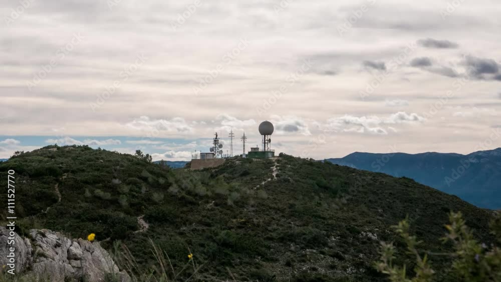 Radar and antenna over mountain time-lapse, 4k Radar and antenna over mountain time-lapse, 4k