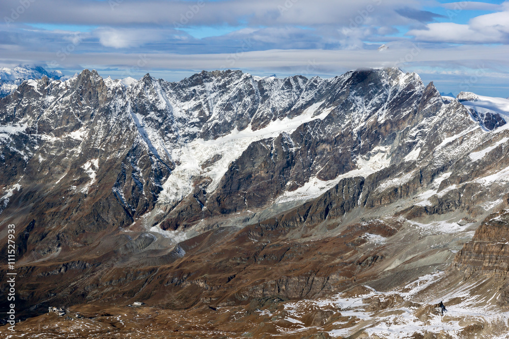 Amazing winter landscape of Swiss Alps from matterhorn glacier paradise to Alps, Switzerland