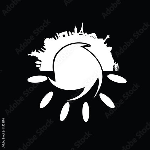 ancient famous monument with sun illustration