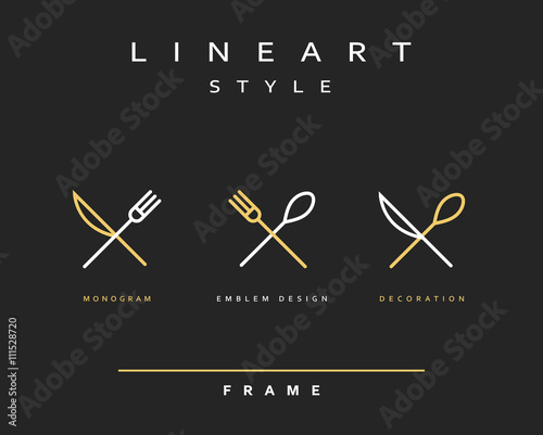 Icon knife, fork and spoon. Icon khife. Icon spoon. Icon cutlery. Emblema cutlery