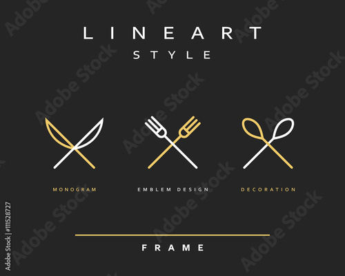 Icon knife, fork and spoon. Icon khife. Icon spoon. Icon cutlery. Emblema cutlery