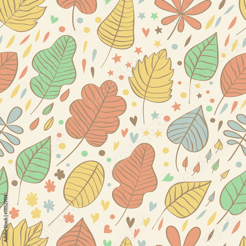 vector autumn leave drawn seamless pattern © Radiat