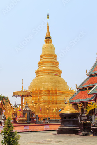 Wat Phra That Hariphunchai . is a Buddhist temple in Lamphun, Thailand.   © thirathat