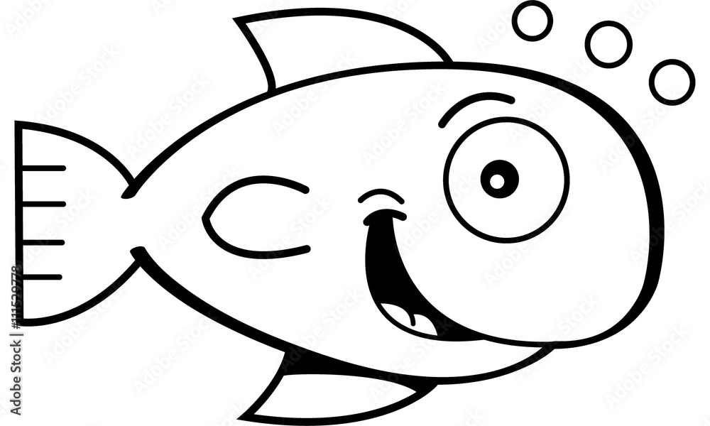 Obraz premium Black and white illustration of a goldfish.