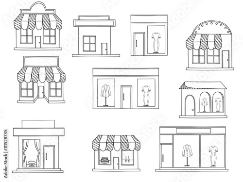 Store buildings coloring book vector