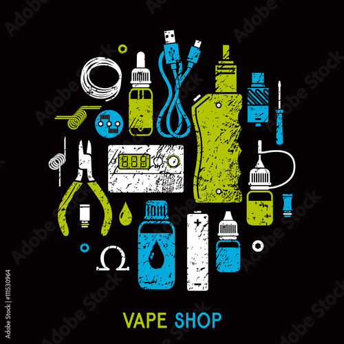 Vape icons set texture