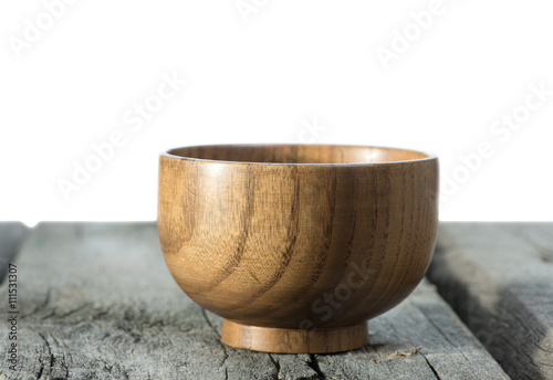 Wooden bowl on the table