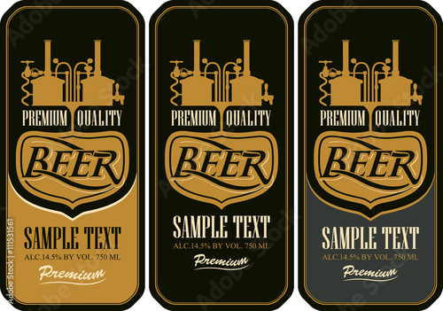 Beer labels with the brewery machine to make beer
