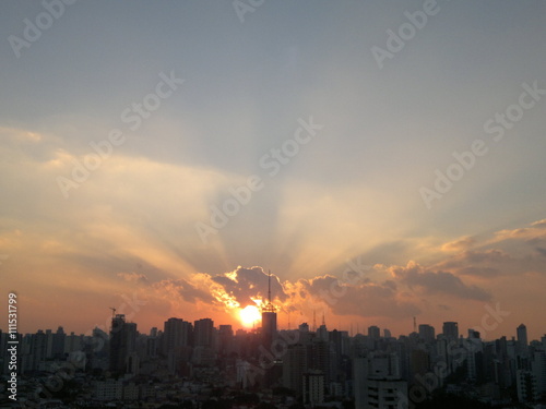 Sky over the city at sunset