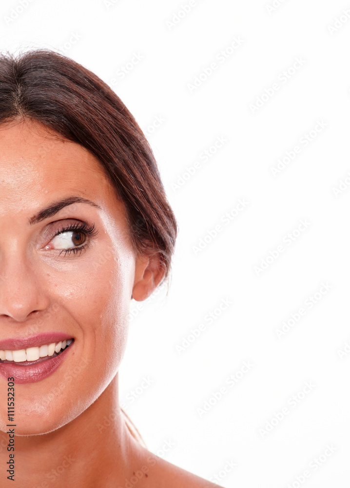 Attractive smiling brunette young woman only Attractive smiling brunette young woman only