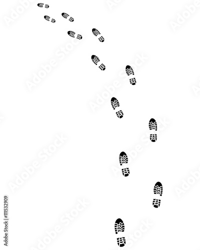 Trail of prints of shoes, turn left, vector