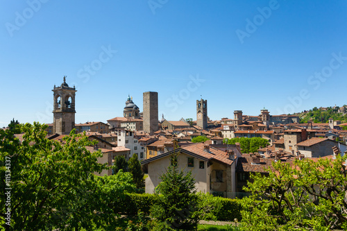 Italian panorama  upper city of  Bergamo 