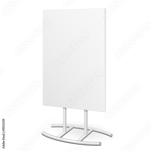 Simple Outdoor Indoor Stander Advertising Stand Banner Shield Display, Advertising. Mock Up Products On White Background Isolated. Ready For Your Design. Product Packing. Vector EPS10