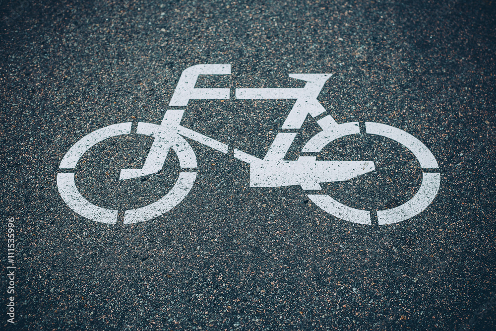 Bicycle road sign on asphalt Bicycle road sign on asphalt