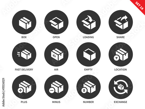 Box and package icons on white background 