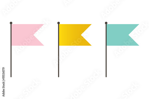 Cute decorative colorful flag icons isolated on white background.