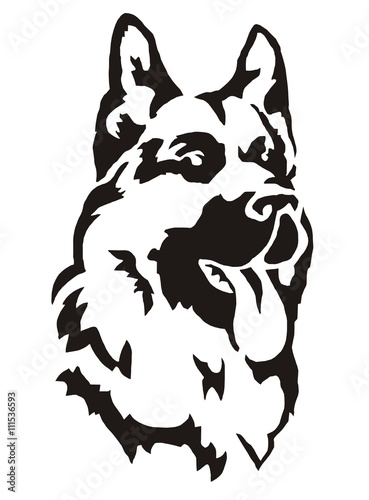 Vector drawing of a service dog of the German Shepherd breed.