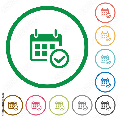 Calendar check outlined flat icons