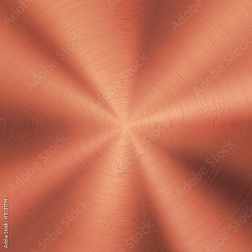Bronze abstract technology background with polished, brushed circular metal texture, chrome, silver, steel, copper, rust for design concepts, web, posters, wallpapers and prints. Vector illustration.