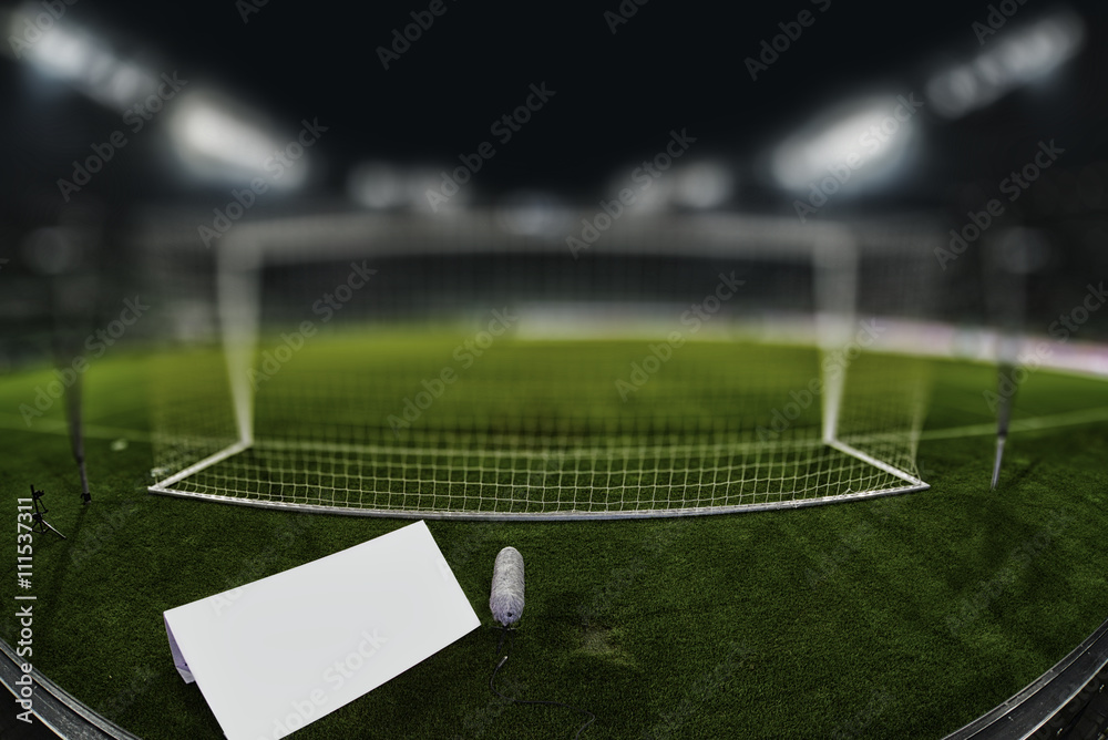 Fototapeta premium behind the goal with copy space and blurred background
