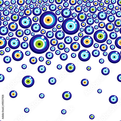 Evil eye vector pattern. Turkish bead background.