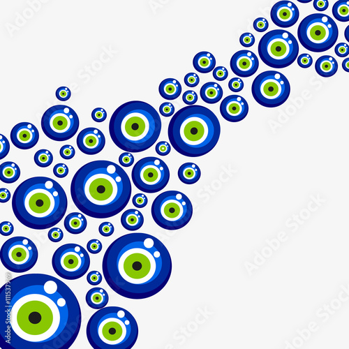 Evil eye vector pattern. Turkish bead background.