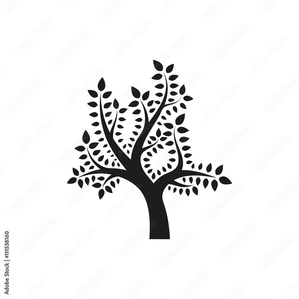 Obraz premium Simple minimal black tree icon symbol style design