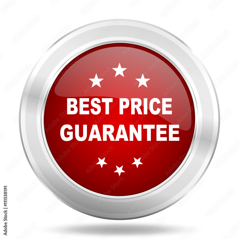 best price guarantee icon, red round glossy metallic button, web and mobile app design illustration best price guarantee icon, red round glossy metallic button, web and mobile app design illustration