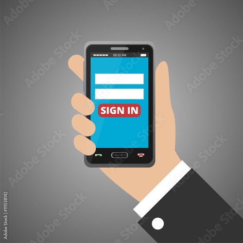 Hand holding smartphone with Sign in 