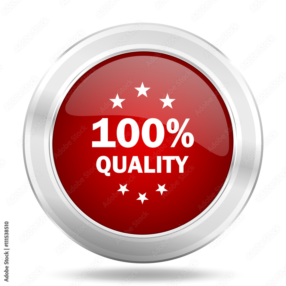quality icon, red round glossy metallic button, web and mobile app design illustration quality icon, red round glossy metallic button, web and mobile app design illustration