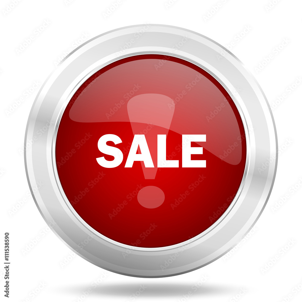 sale icon, red round glossy metallic button, web and mobile app design illustration sale icon, red round glossy metallic button, web and mobile app design illustration