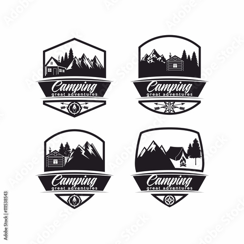 Summer camp badges logos and labels