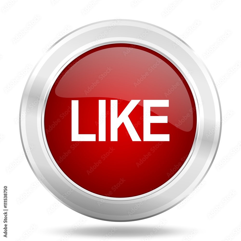 like icon, red round glossy metallic button, web and mobile app design illustration like icon, red round glossy metallic button, web and mobile app design illustration