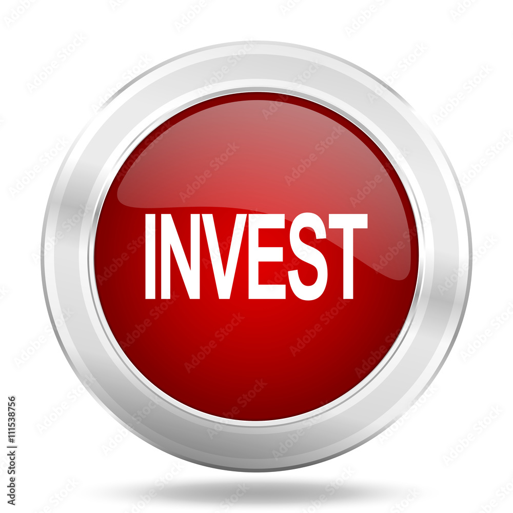 nvest icon, red round glossy metallic button, web and mobile app design illustration nvest icon, red round glossy metallic button, web and mobile app design illustration