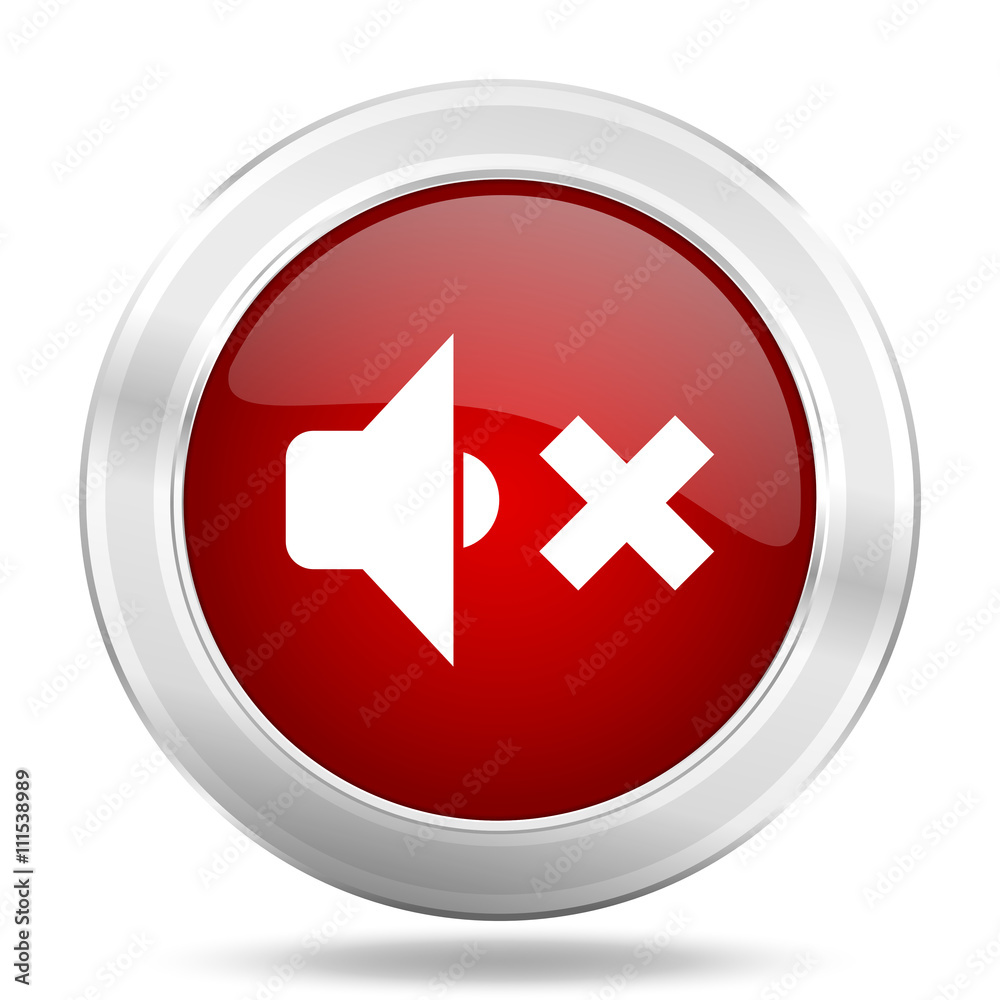 speaker volume icon, red round glossy metallic button, web and mobile app design illustration speaker volume icon, red round glossy metallic button, web and mobile app design illustration