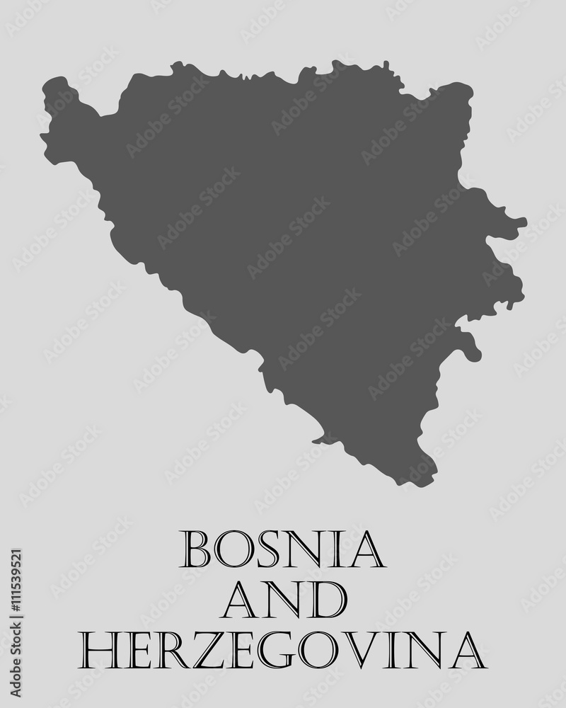 Black Bosnia and Herzegovina map - vector illustration