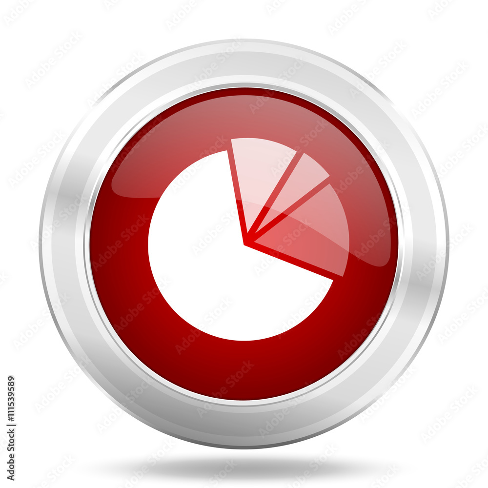 diagram icon, red round glossy metallic button, web and mobile app design illustration diagram icon, red round glossy metallic button, web and mobile app design illustration