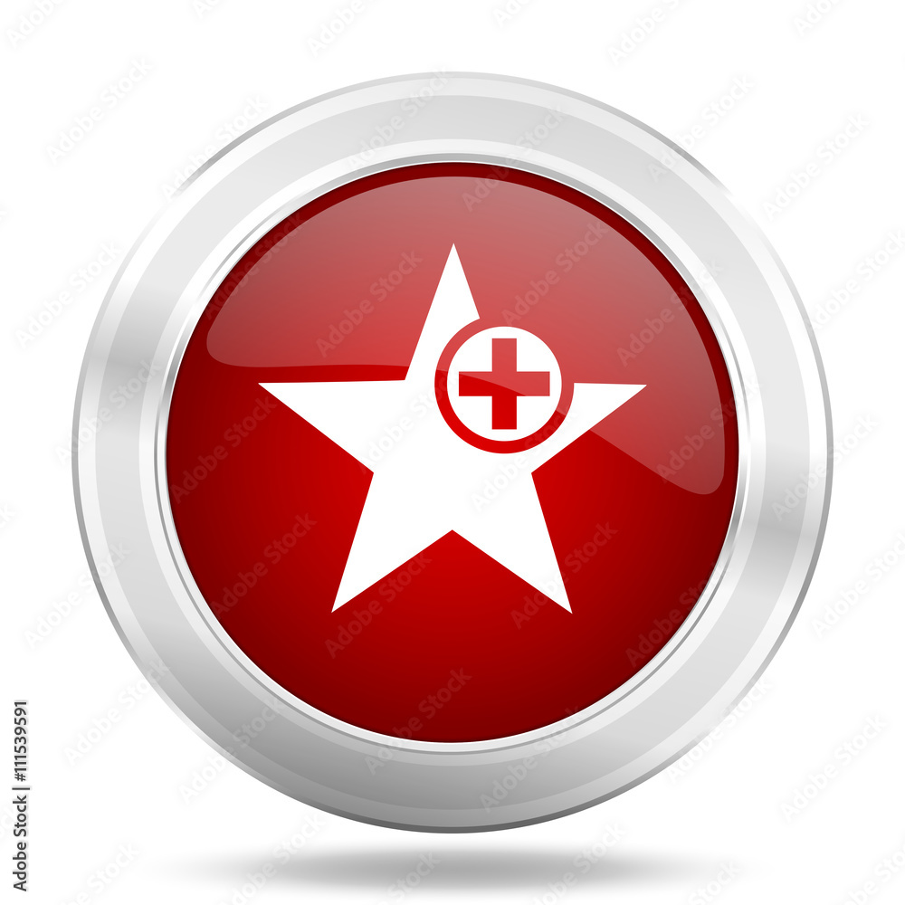 star icon, red round glossy metallic button, web and mobile app design illustration star icon, red round glossy metallic button, web and mobile app design illustration