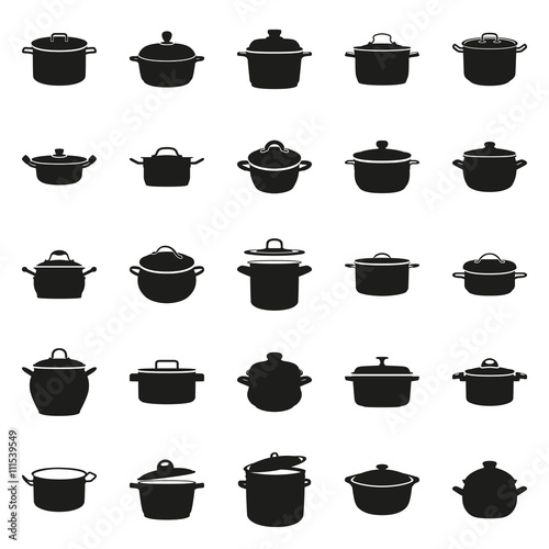pot icon set in simple monochrome style icon on white background photo